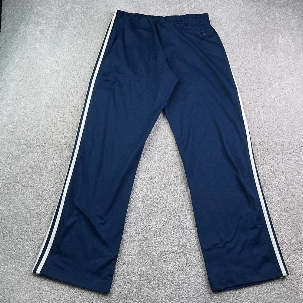 Adidas Pants Mens Medium Navy Blue 3 Stripe Track Knit Activewear Sweatpants Gym